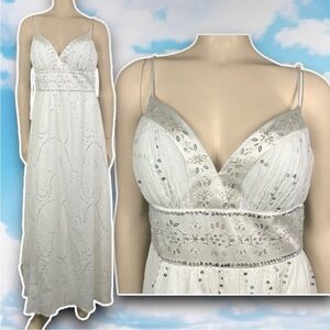 OC BY OLEG CASSINI Embellished Silk Evening Dress Bridal Gown Prom Dance Formal